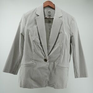 Anne Klein Striped Tailored Blazer Size XL Modern Classic